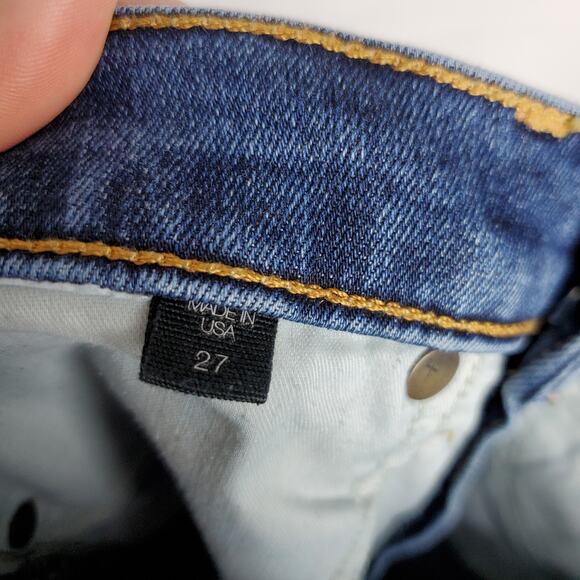 Veronica Beard Jeans Kate 10" Skinny Ankle Frayed Raw Hem Size 27 Blue Stretch - Picture 9 of 14